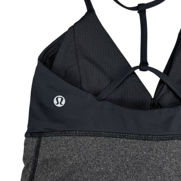 Lululemon Pranayama Low Support Shelf Bra Activewear Tank In Black / Gray Size 2 - Picture 5 of 6